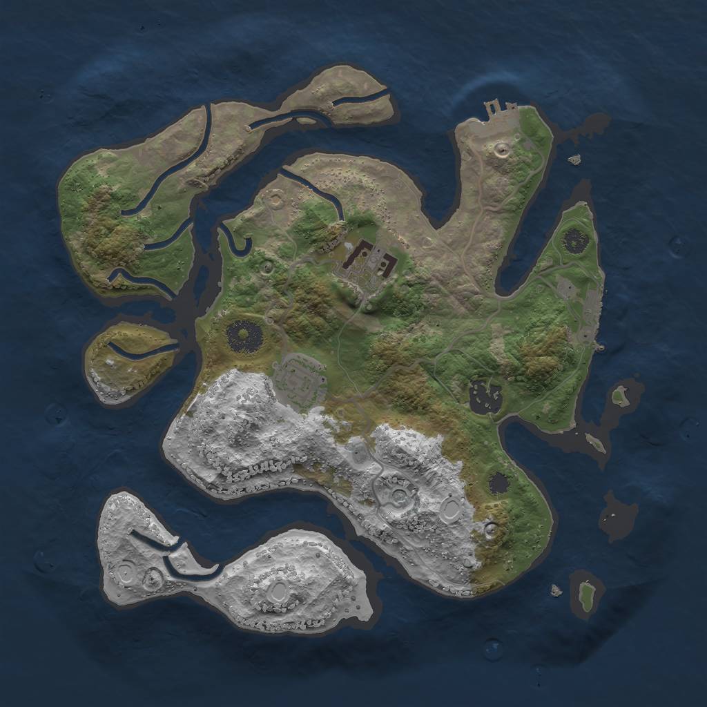 Rust Map: Procedural Map, Size: 3000, Seed: 625301709, 14 Monuments