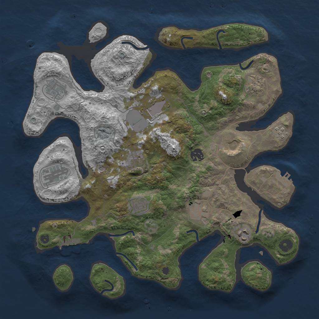 Rust Map: Procedural Map, Size: 3700, Seed: 671855990, 22 Monuments