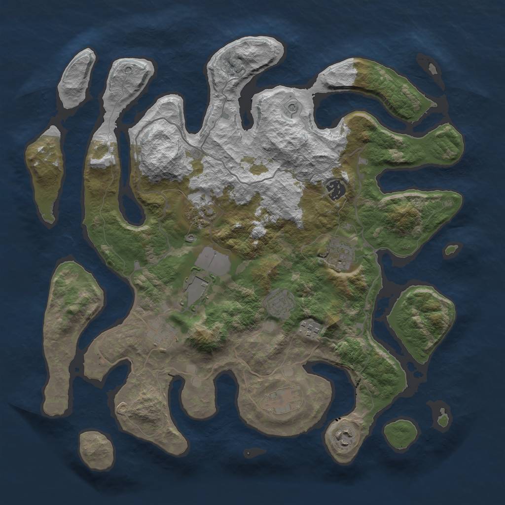 Rust Map: Barren, Size: 4000, Seed: 1796397100, 12 Monuments