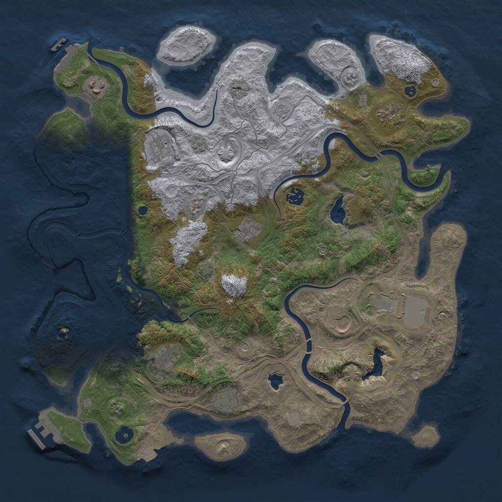 Rust Map: Procedural Map, Size: 4300, Seed: 818948681, 16 Monuments