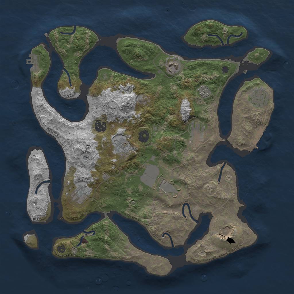 Rust Map: Procedural Map, Size: 3700, Seed: 6257, 20 Monuments