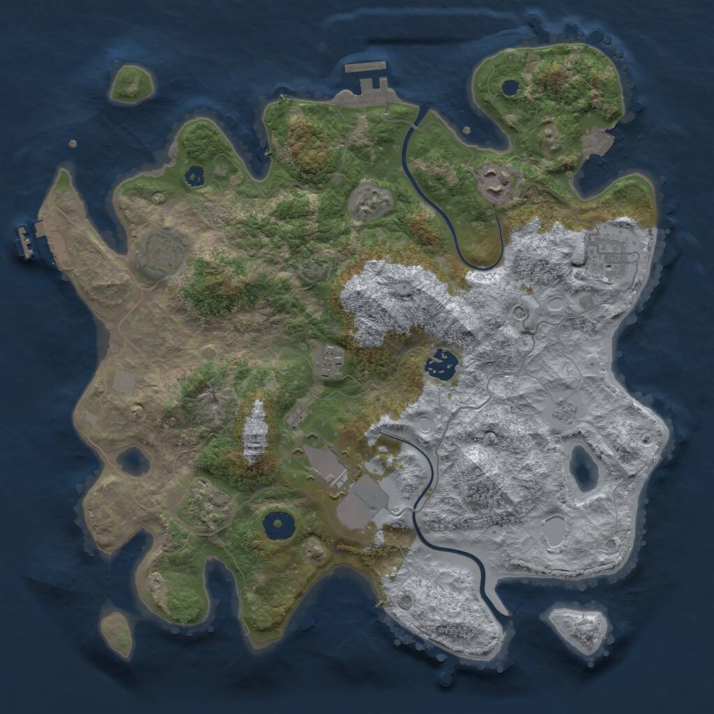 Rust Map: Procedural Map, Size: 3500, Seed: 1298731872, 13 Monuments
