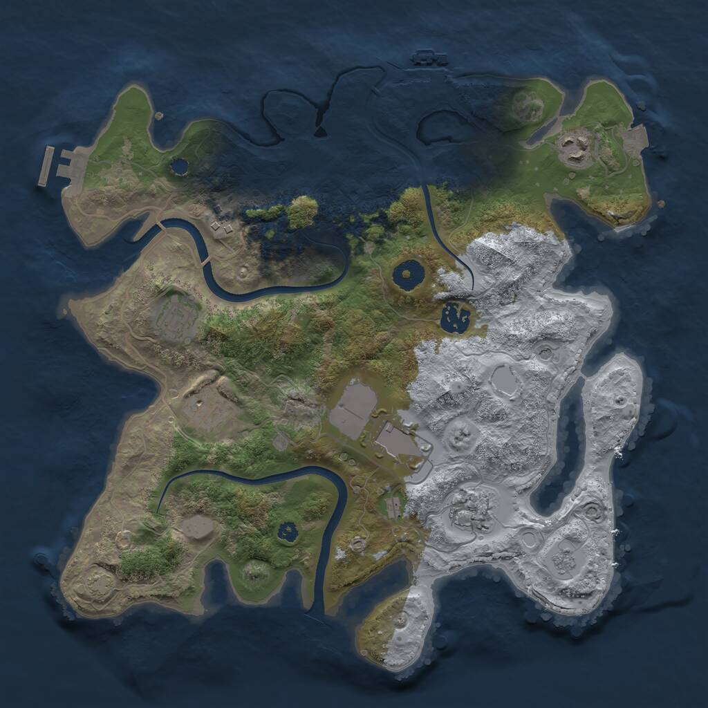 Rust Map: Procedural Map, Size: 3500, Seed: 484917645, 13 Monuments