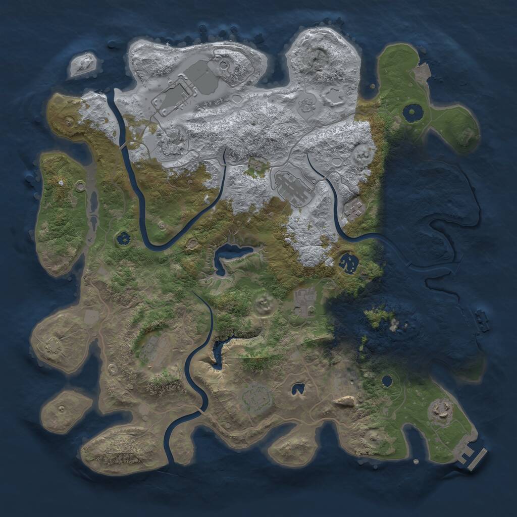 Rust Map: Procedural Map, Size: 4000, Seed: 698216, 16 Monuments