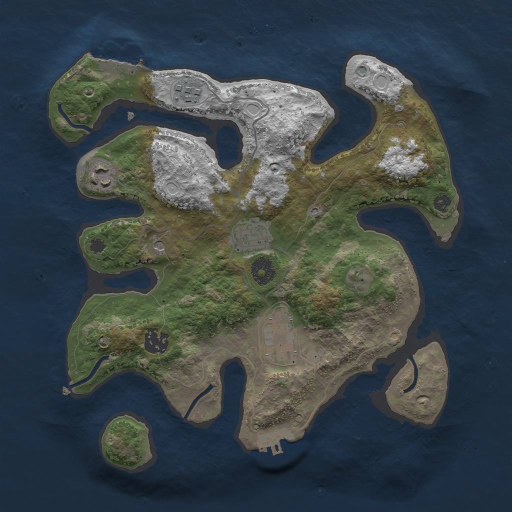 Rust Map: Procedural Map, Size: 3000, Seed: 75171200, 16 Monuments