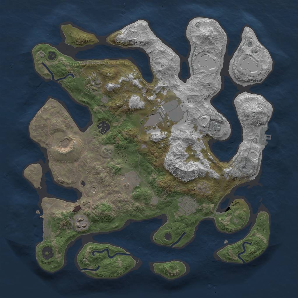 Rust Map: Procedural Map, Size: 3600, Seed: 1353410256, 19 Monuments