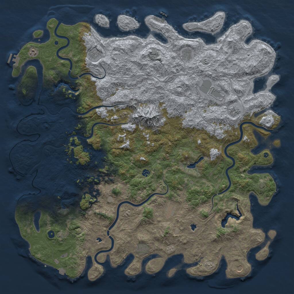 Rust Map: Procedural Map, Size: 6000, Seed: 50743455, 17 Monuments