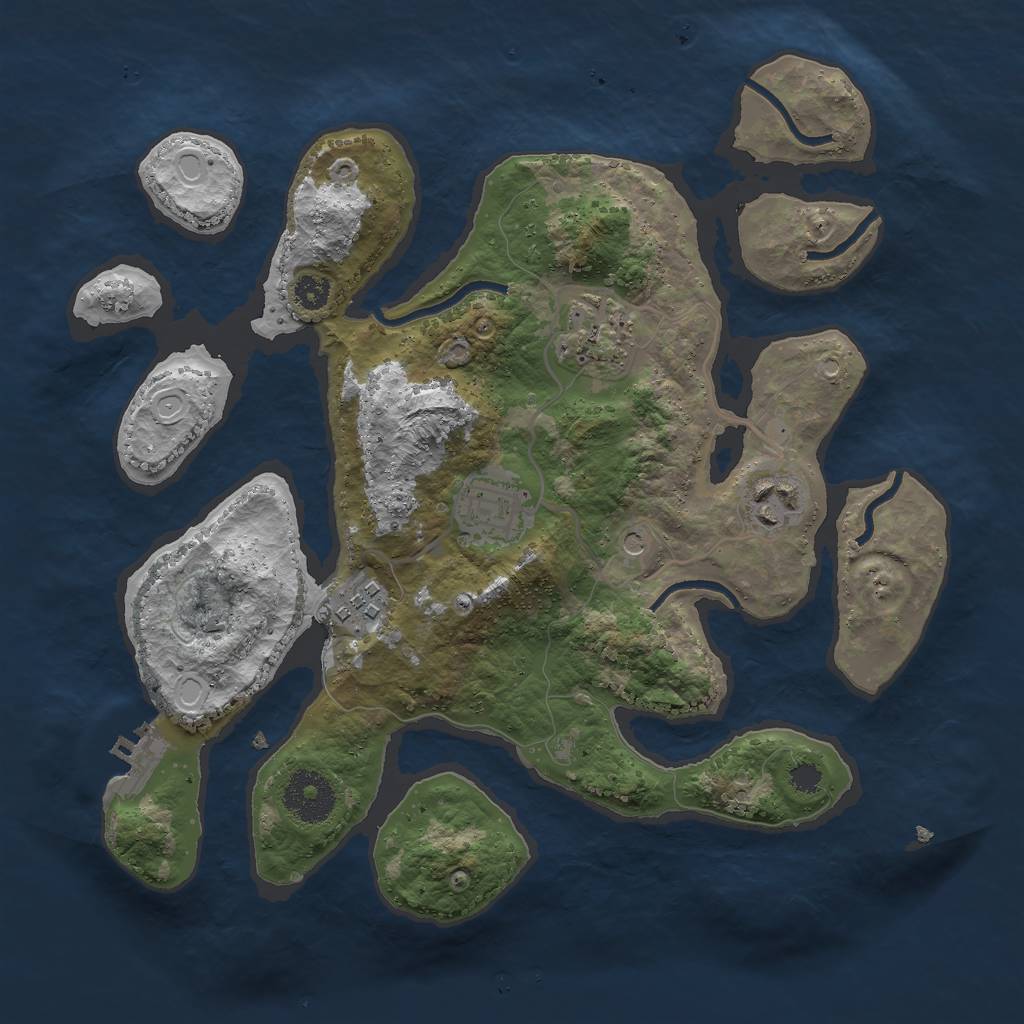 Rust Map: Procedural Map, Size: 3000, Seed: 442916784, 14 Monuments