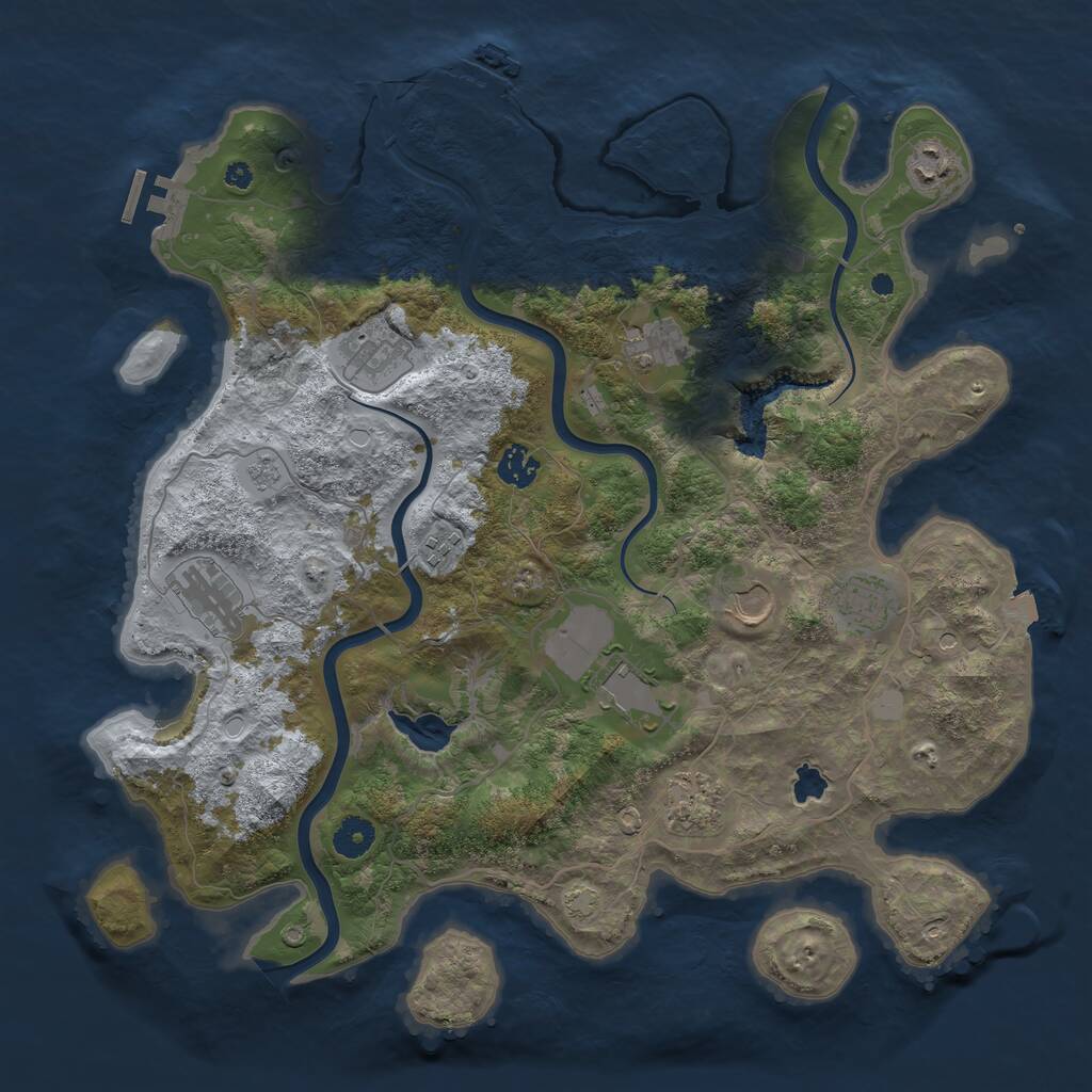 Rust Map: Procedural Map, Size: 4000, Seed: 378393736, 16 Monuments