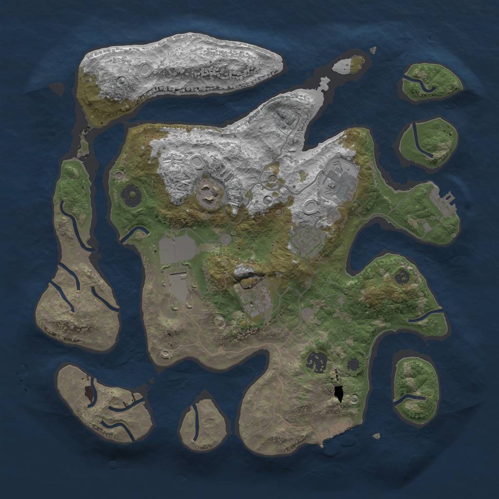 Rust Map: Procedural Map, Size: 3500, Seed: 113679453, 17 Monuments