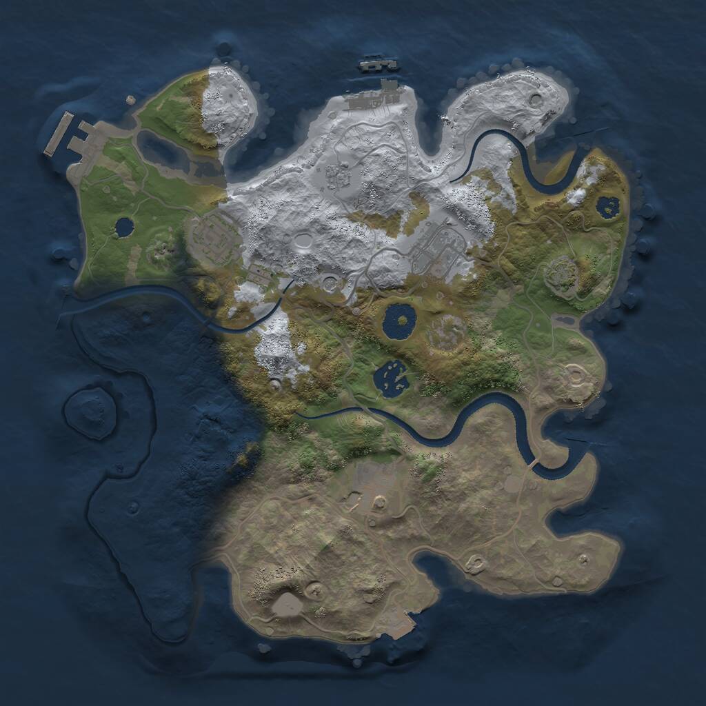 Rust Map: Procedural Map, Size: 3000, Seed: 152853, 10 Monuments