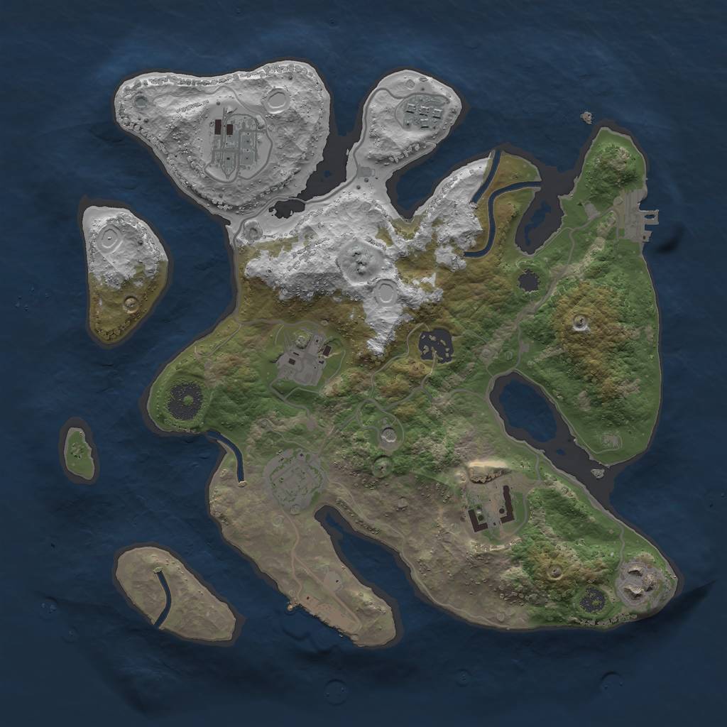 Rust Map: Procedural Map, Size: 3000, Seed: 620905, 18 Monuments