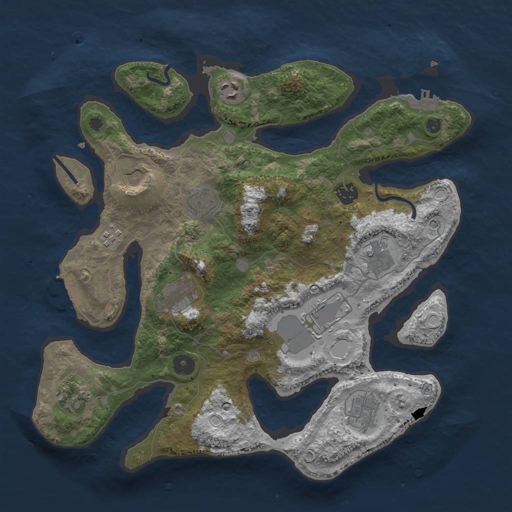 Rust Map: Procedural Map, Size: 3600, Seed: 5437432, 21 Monuments