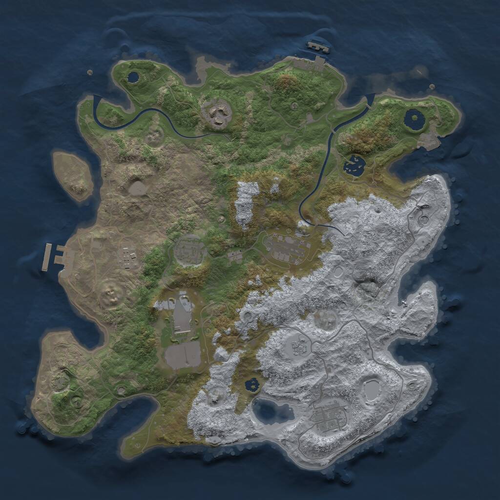 Rust Map: Procedural Map, Size: 3600, Seed: 5437432, 13 Monuments