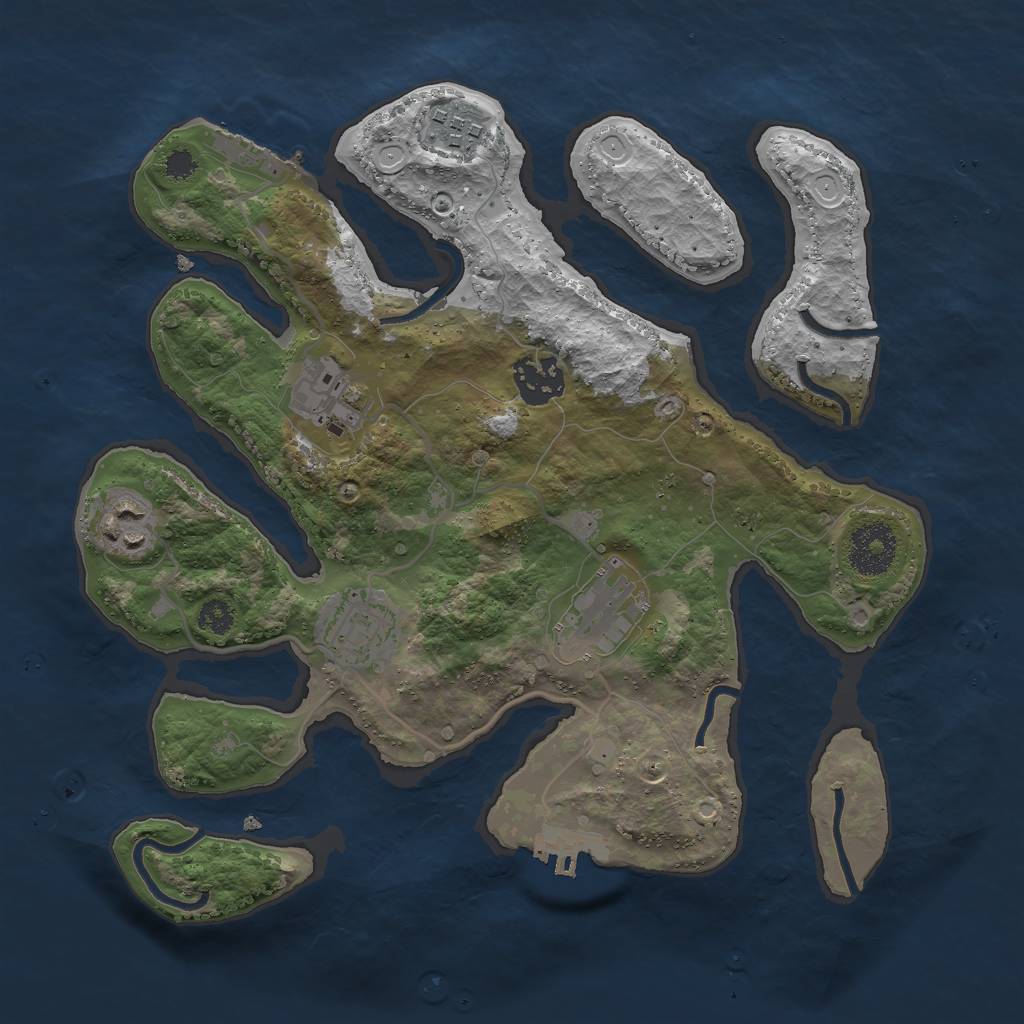 Rust Map: Procedural Map, Size: 3000, Seed: 121890491, 16 Monuments