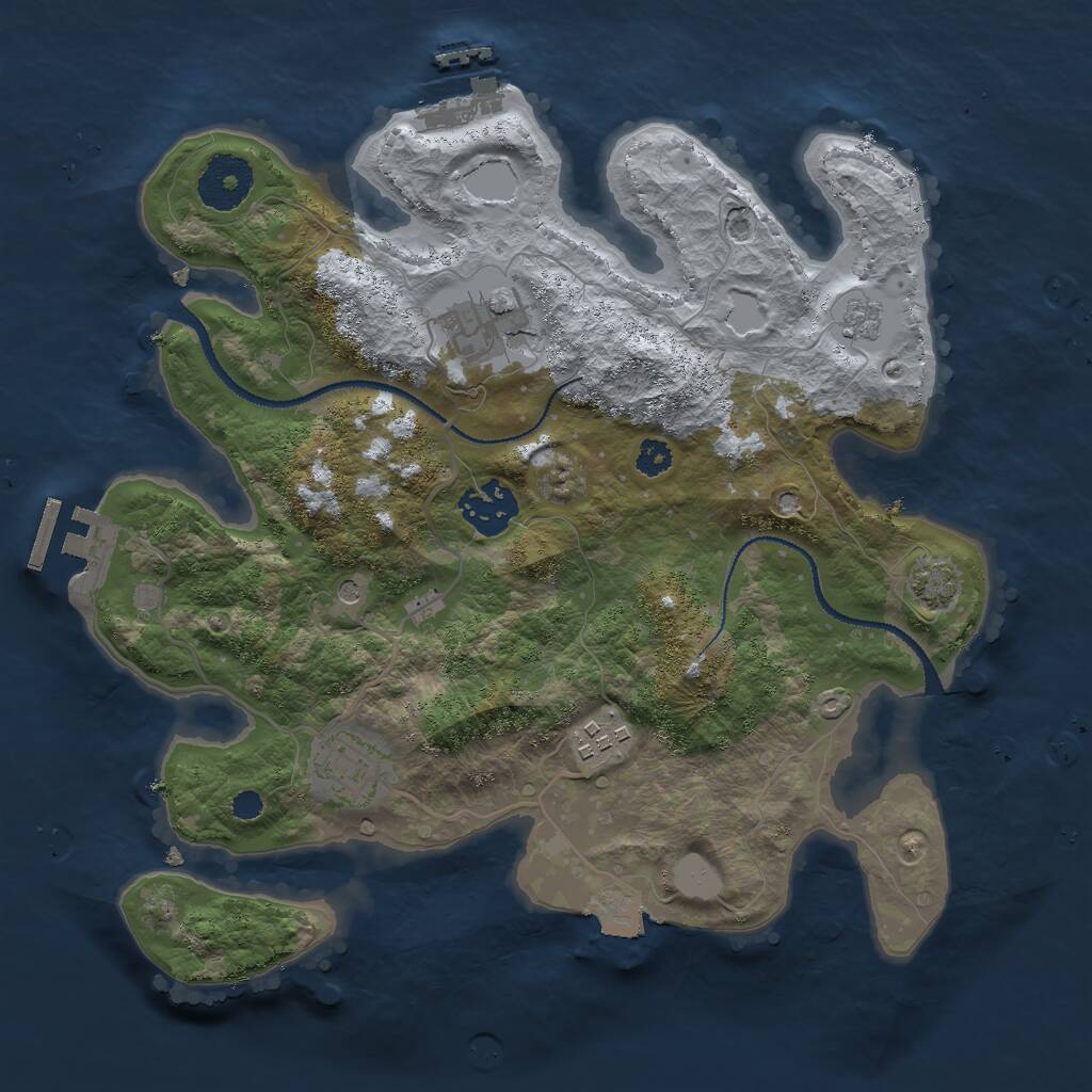 Rust Map: Procedural Map, Size: 3000, Seed: 121890491, 10 Monuments