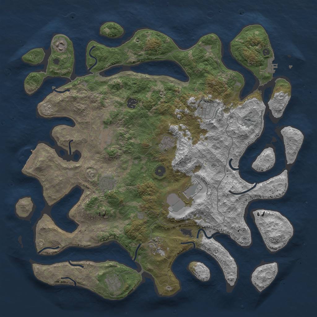 Rust Map: Procedural Map, Size: 4500, Seed: 218151225, 21 Monuments