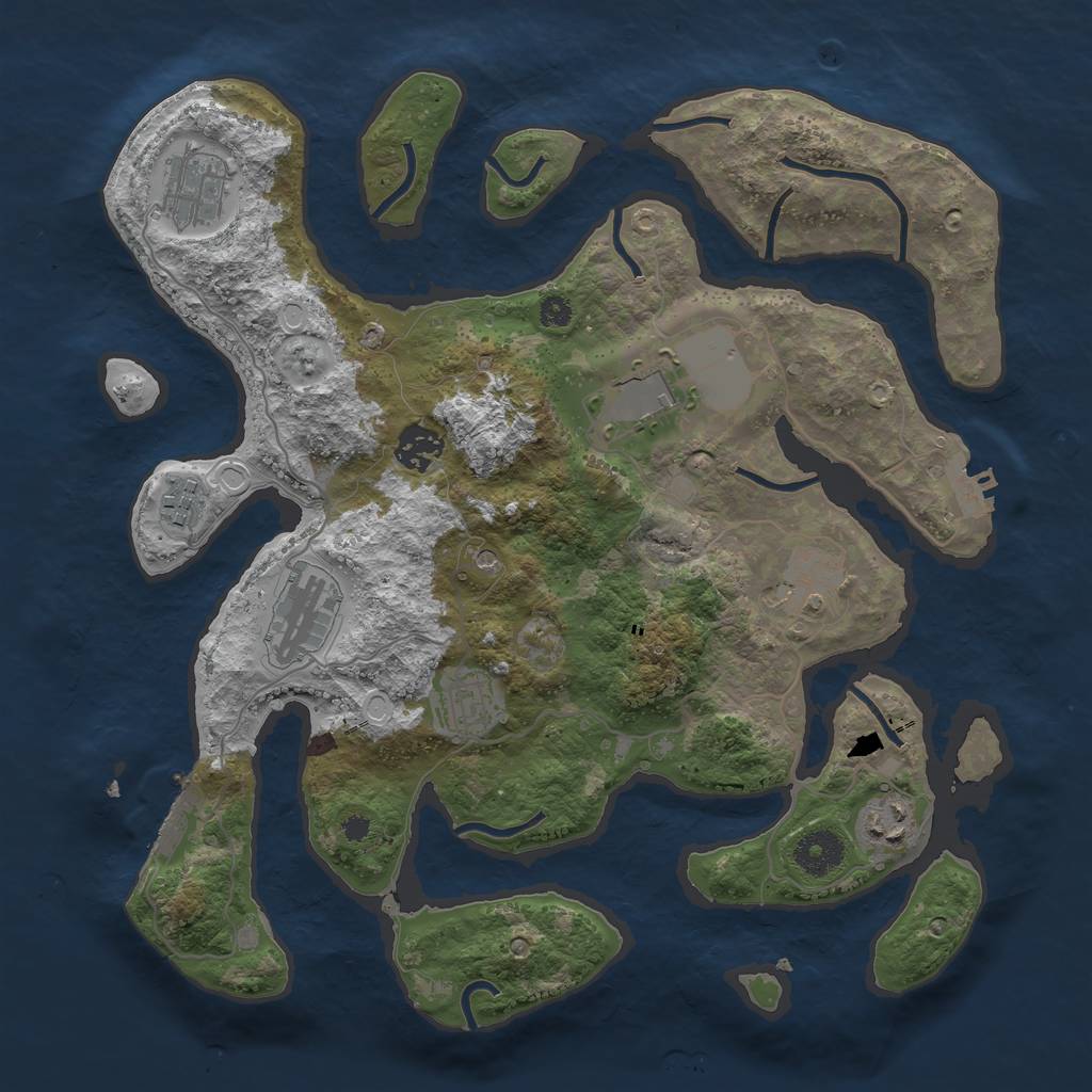 Rust Map: Procedural Map, Size: 3500, Seed: 600651564, 19 Monuments