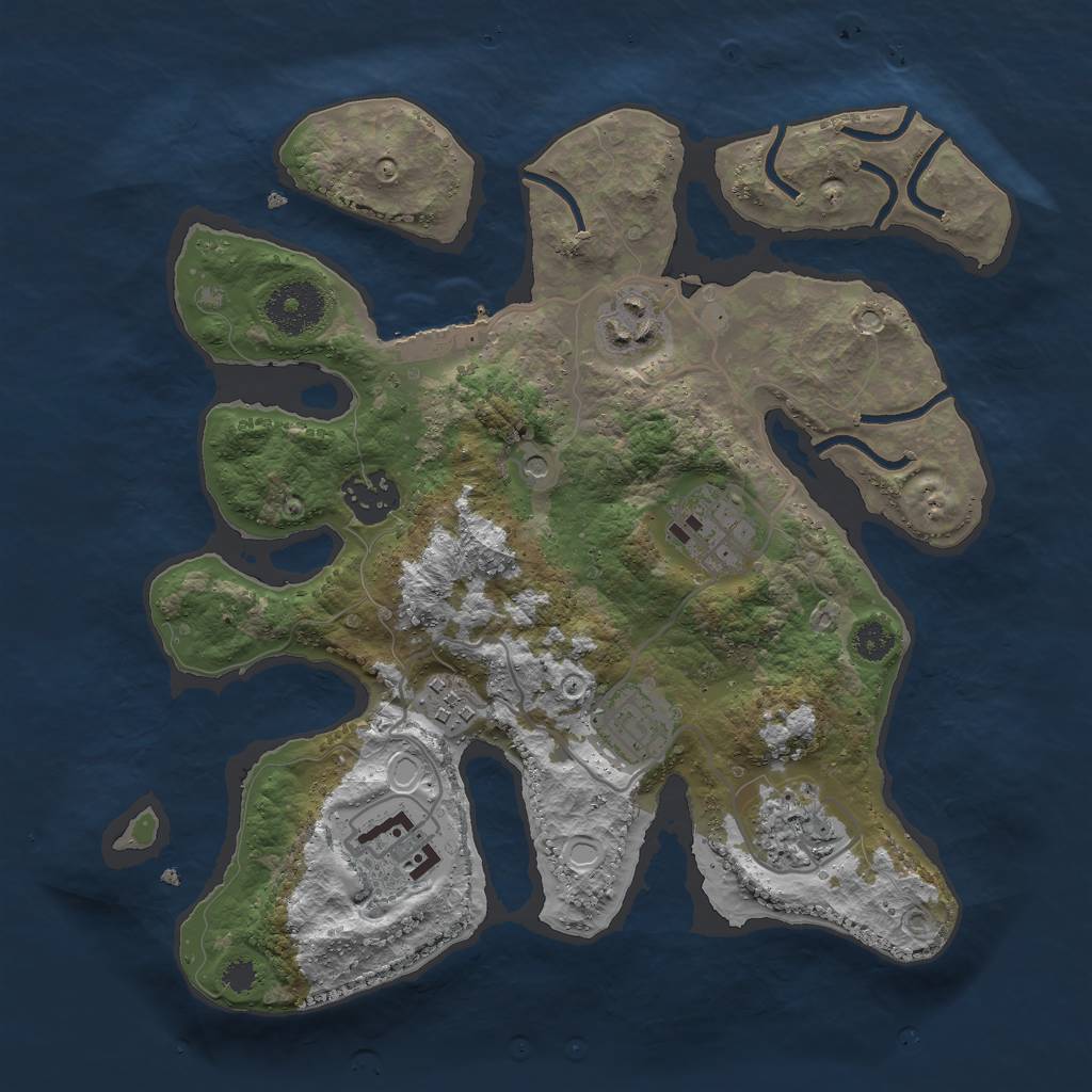 Rust Map: Procedural Map, Size: 3000, Seed: 1154007986, 17 Monuments