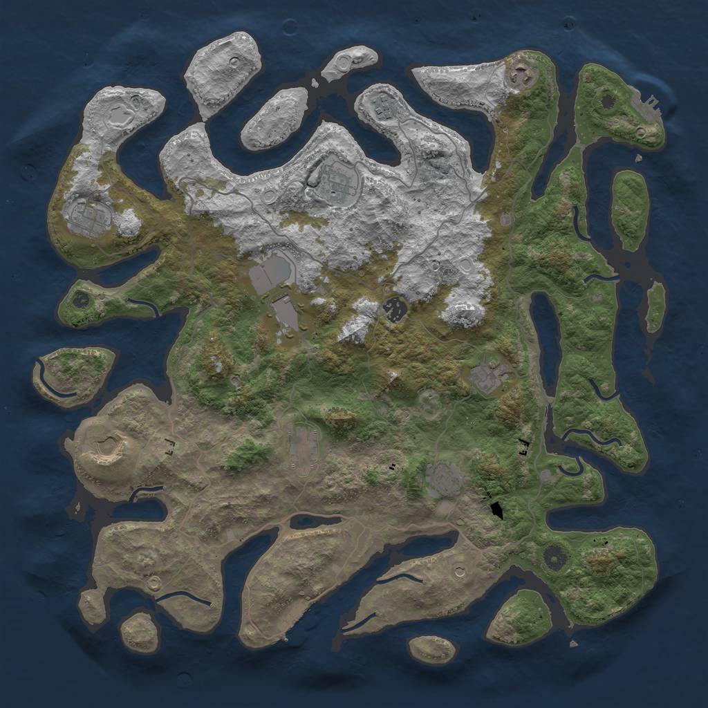 Rust Map: Procedural Map, Size: 4500, Seed: 1790953186, 21 Monuments