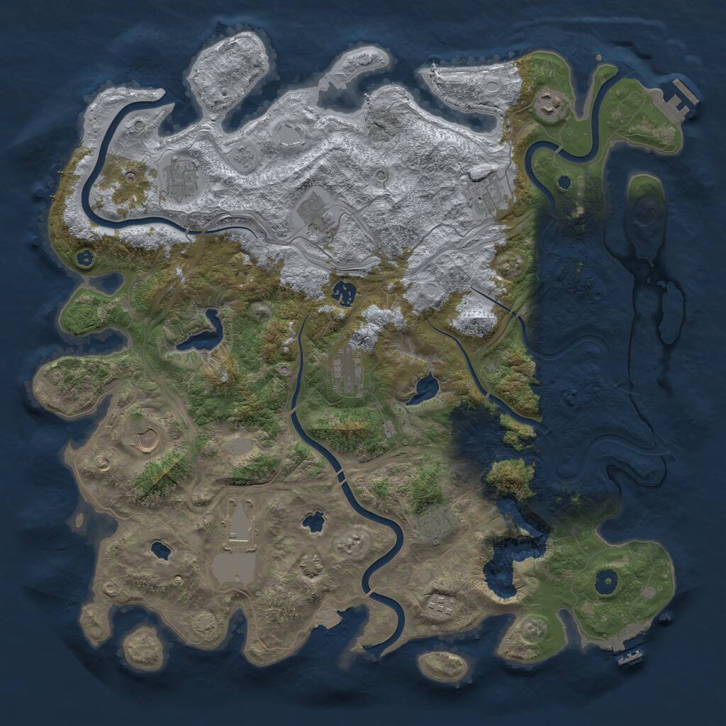 Rust Map: Procedural Map, Size: 4500, Seed: 1790953186, 16 Monuments