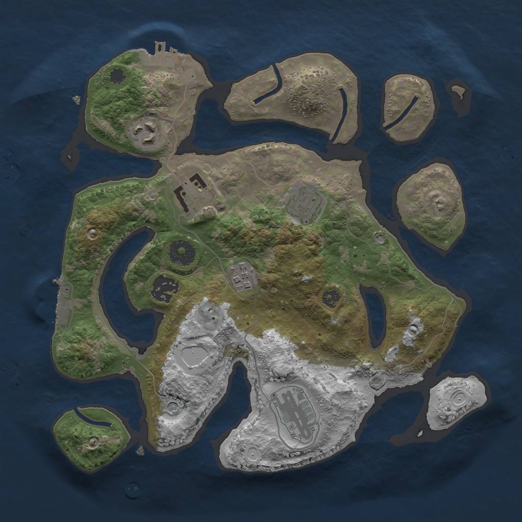 Rust Map: Procedural Map, Size: 3000, Seed: 1040498251, 17 Monuments