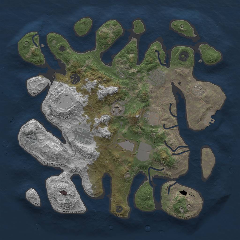 Rust Map: Procedural Map, Size: 3500, Seed: 36652, 17 Monuments