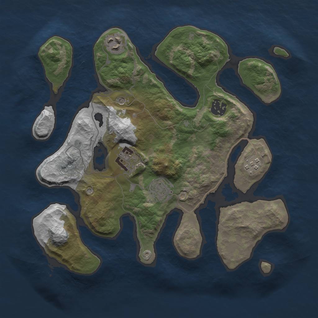 Rust Map: Barren, Size: 3000, Seed: 685519, 8 Monuments