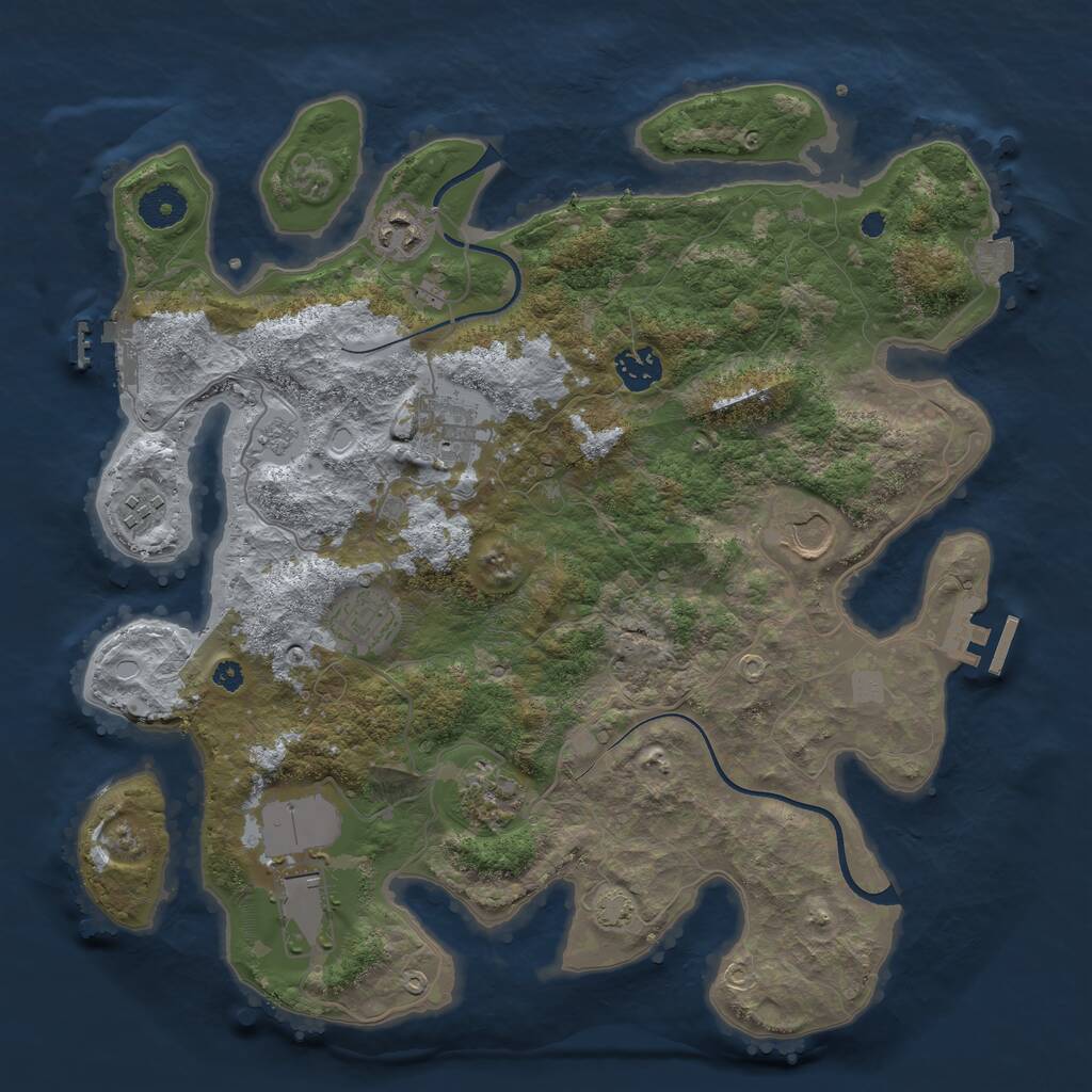 Rust Map: Procedural Map, Size: 3644, Seed: 524824774, 13 Monuments