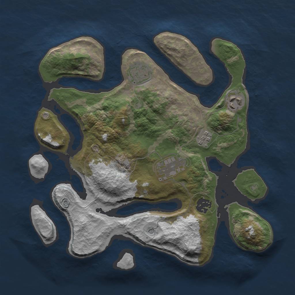 Rust Map: Barren, Size: 3000, Seed: 794106, 8 Monuments