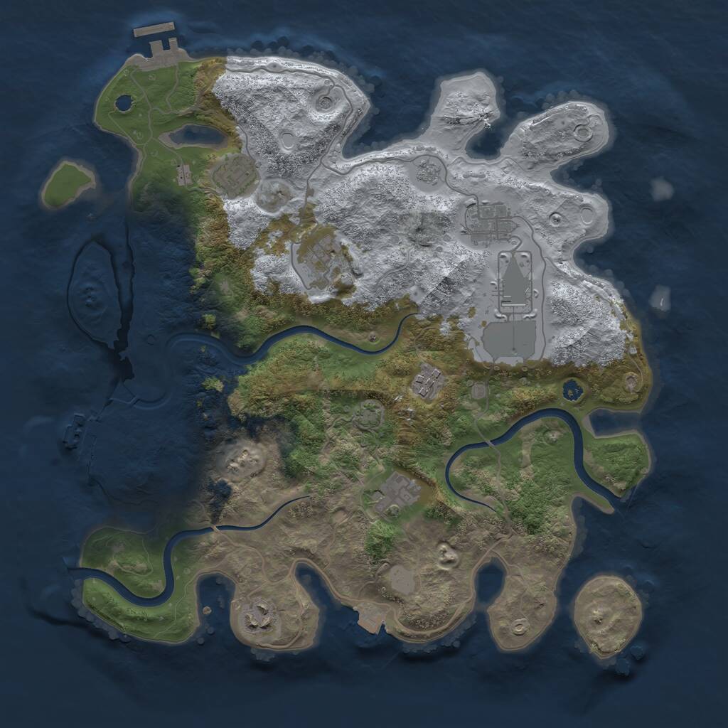 Rust Map: Procedural Map, Size: 3600, Seed: 1328499782, 13 Monuments