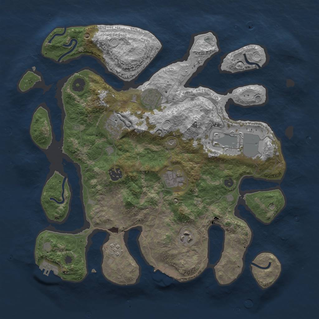 Rust Map: Procedural Map, Size: 3600, Seed: 1328499782, 18 Monuments