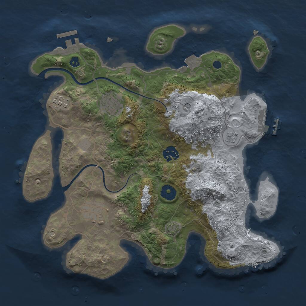 Rust Map: Procedural Map, Size: 3000, Seed: 686053, 10 Monuments