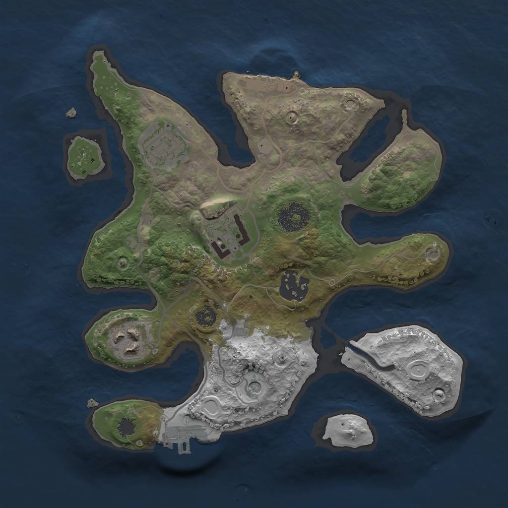 Rust Map: Procedural Map, Size: 2500, Seed: 954634, 15 Monuments