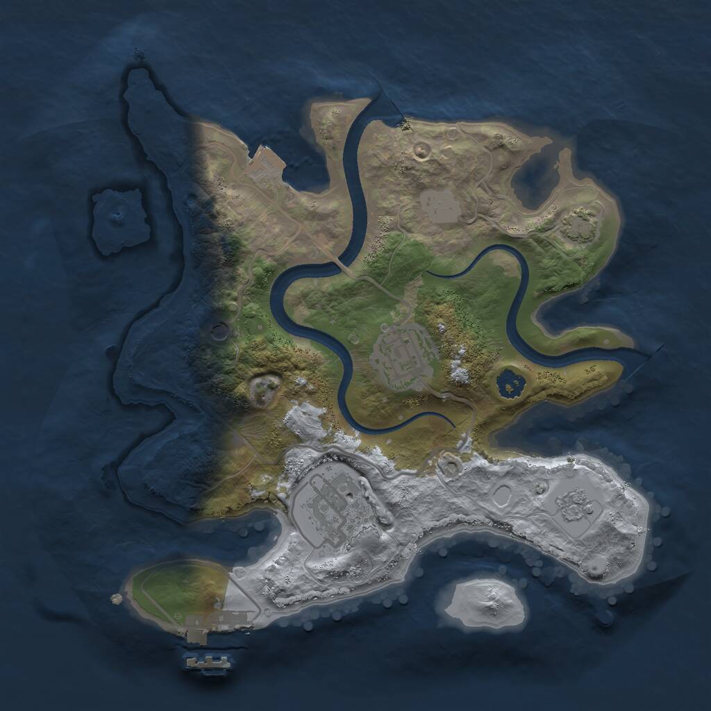 Rust Map: Procedural Map, Size: 2500, Seed: 954634, 7 Monuments