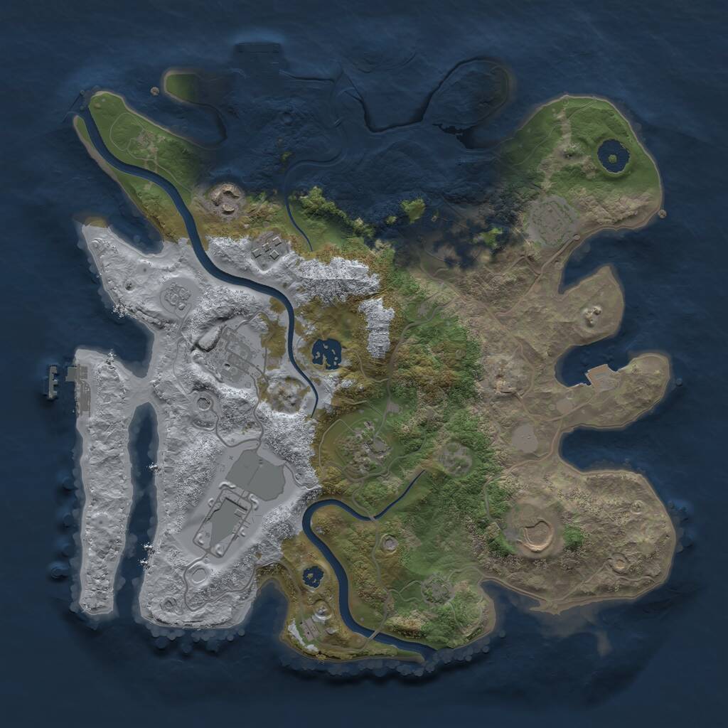 Rust Map: Procedural Map, Size: 3500, Seed: 687472360, 15 Monuments