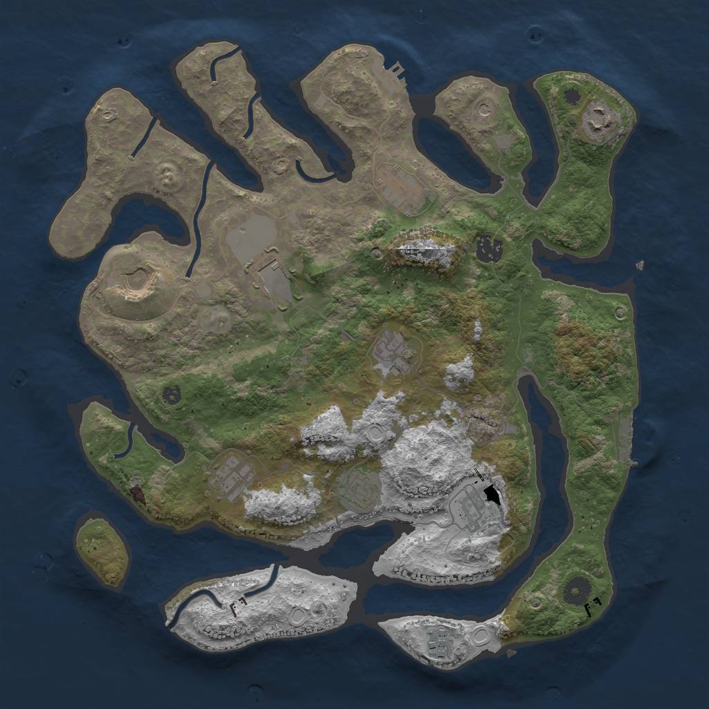 Rust Map: Procedural Map, Size: 3800, Seed: 109854059, 21 Monuments