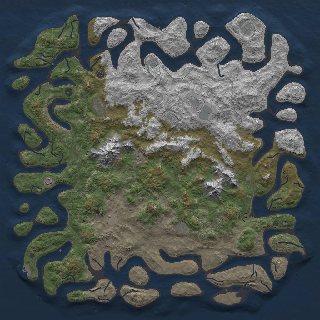 Rust Map: Procedural Map, Size: 6000, Seed: 84587, 21 Monuments