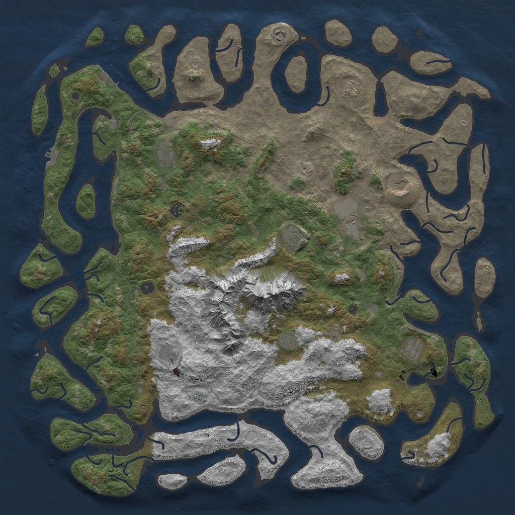 Rust Map: Procedural Map, Size: 6000, Seed: 50753811, 22 Monuments