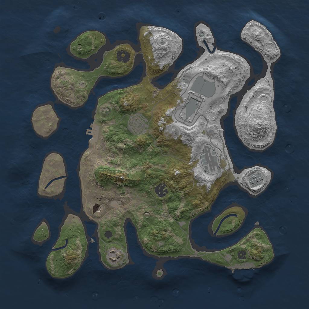 Rust Map: Procedural Map, Size: 3500, Seed: 710639098, 17 Monuments