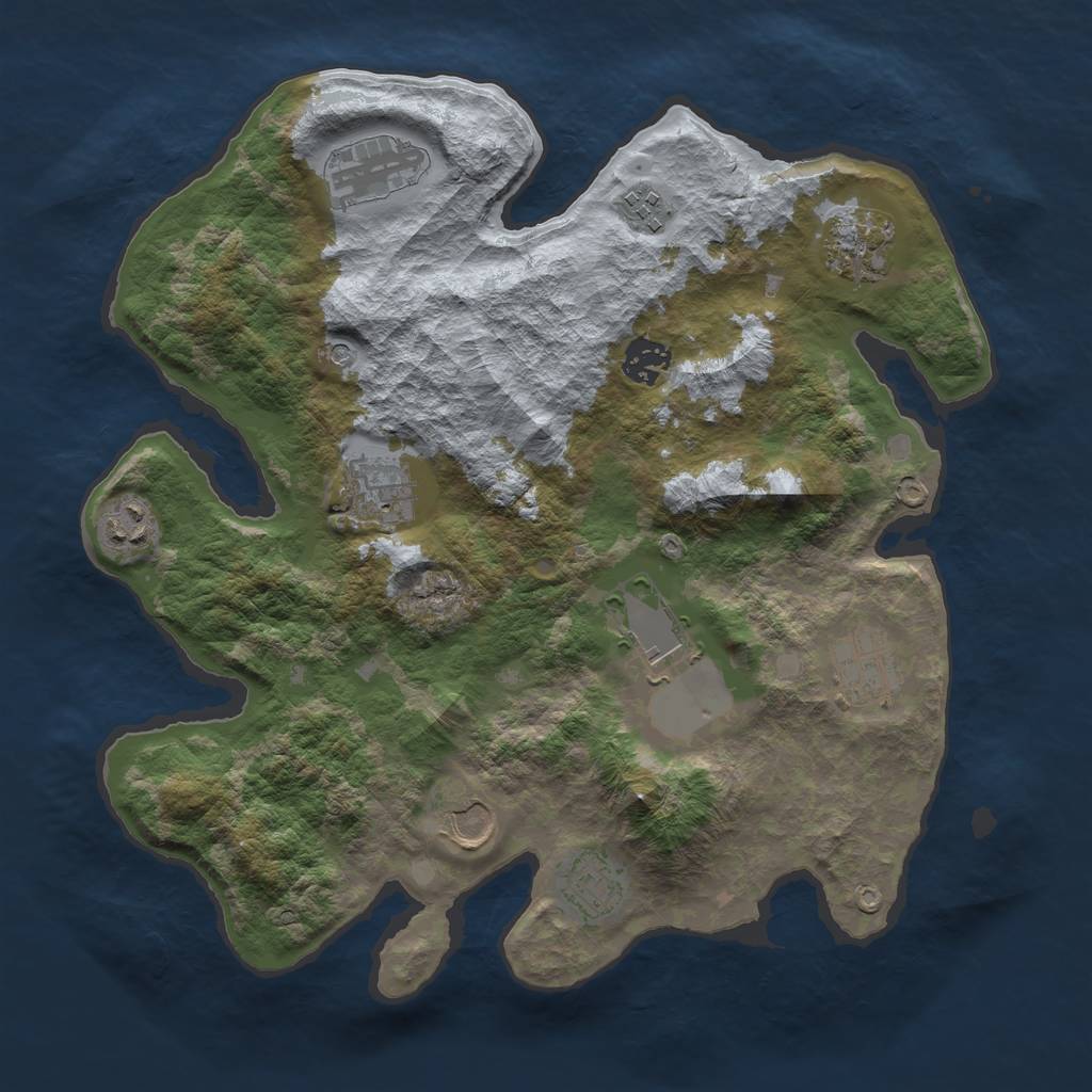 Rust Map: Barren, Size: 3500, Seed: 8569663, 13 Monuments