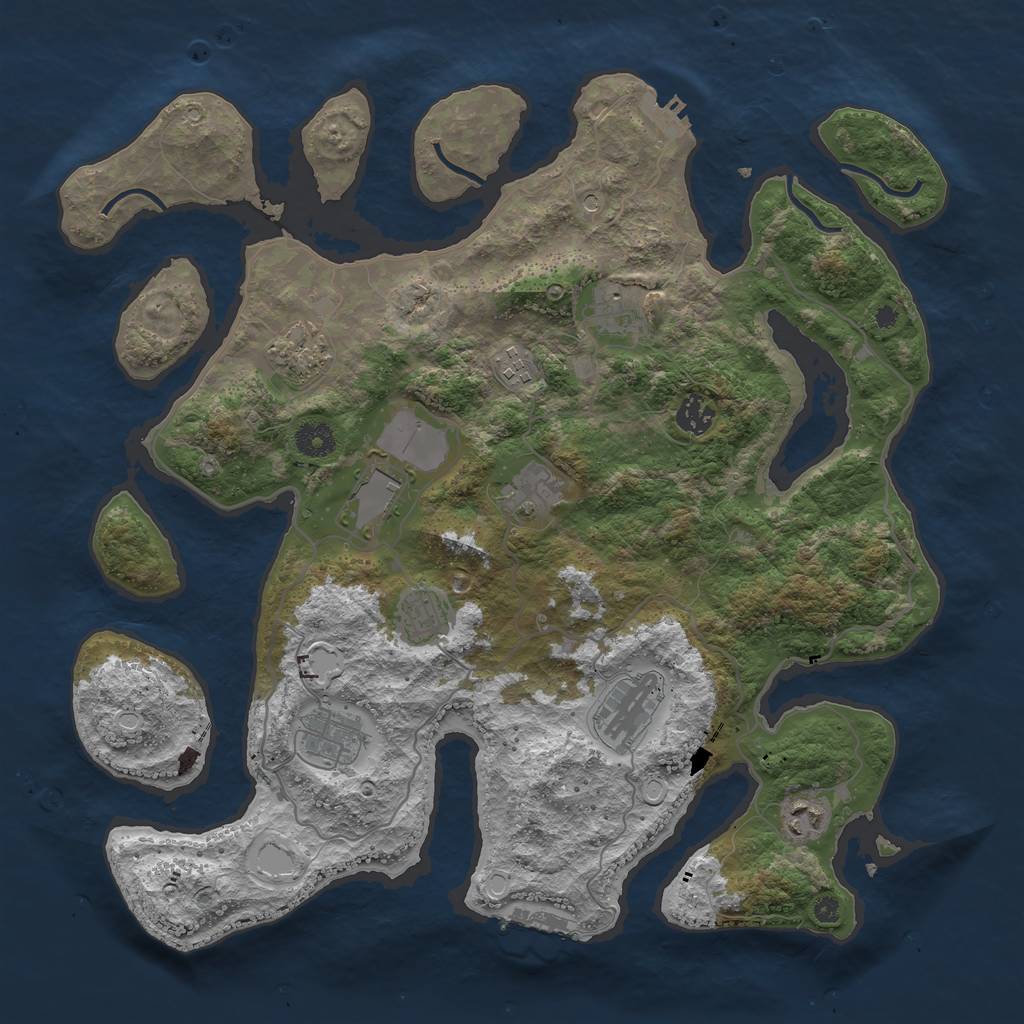 Rust Map: Procedural Map, Size: 4000, Seed: 590825493, 21 Monuments