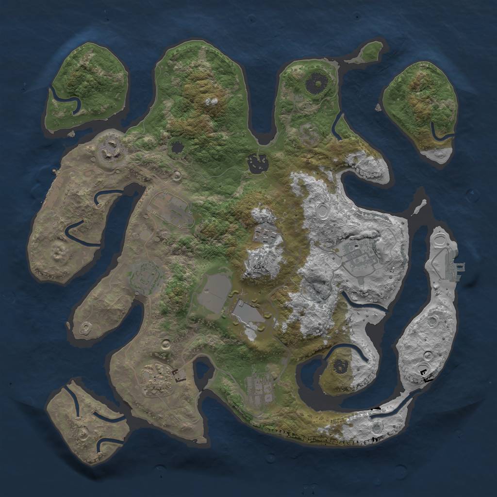 Rust Map: Procedural Map, Size: 3500, Seed: 966485714, 19 Monuments