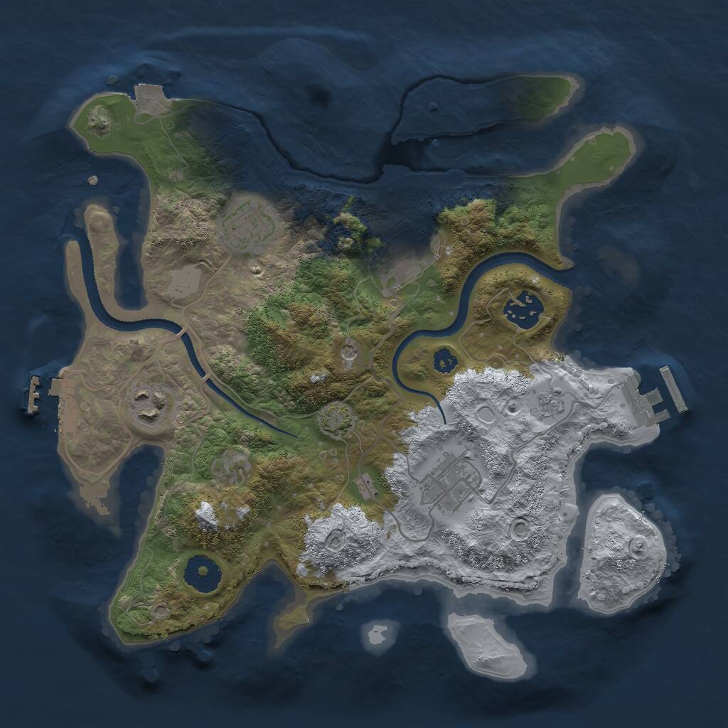 Rust Map: Procedural Map, Size: 3000, Seed: 2045597218, 11 Monuments
