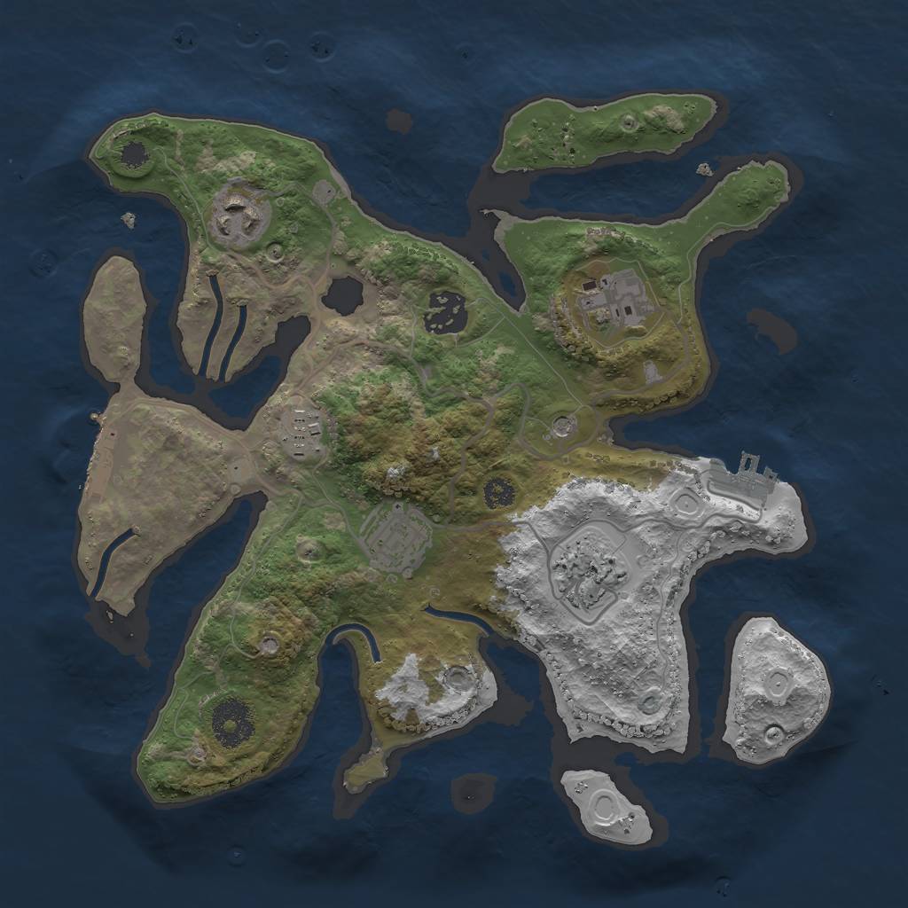 Rust Map: Procedural Map, Size: 3000, Seed: 2045597218, 17 Monuments