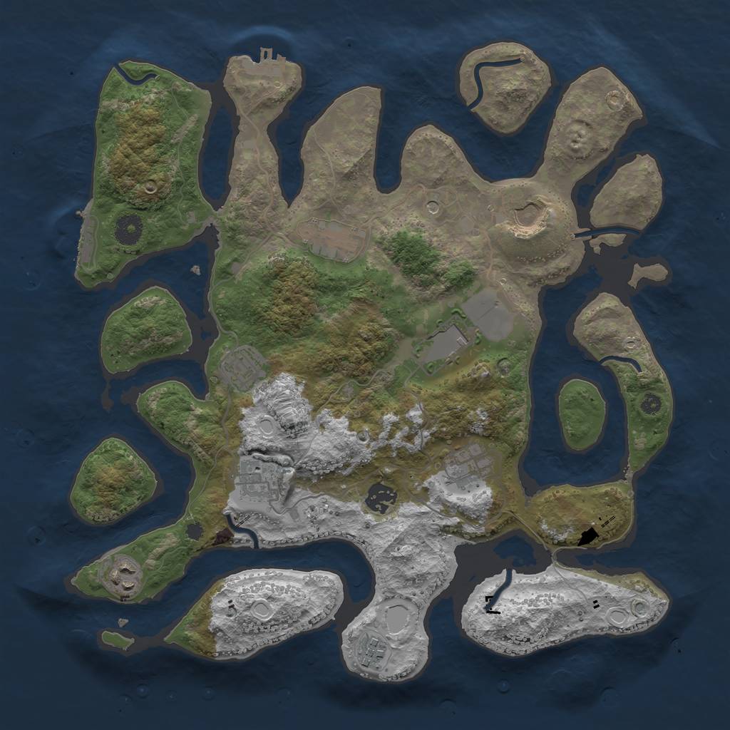 Rust Map: Procedural Map, Size: 3700, Seed: 213654814, 20 Monuments