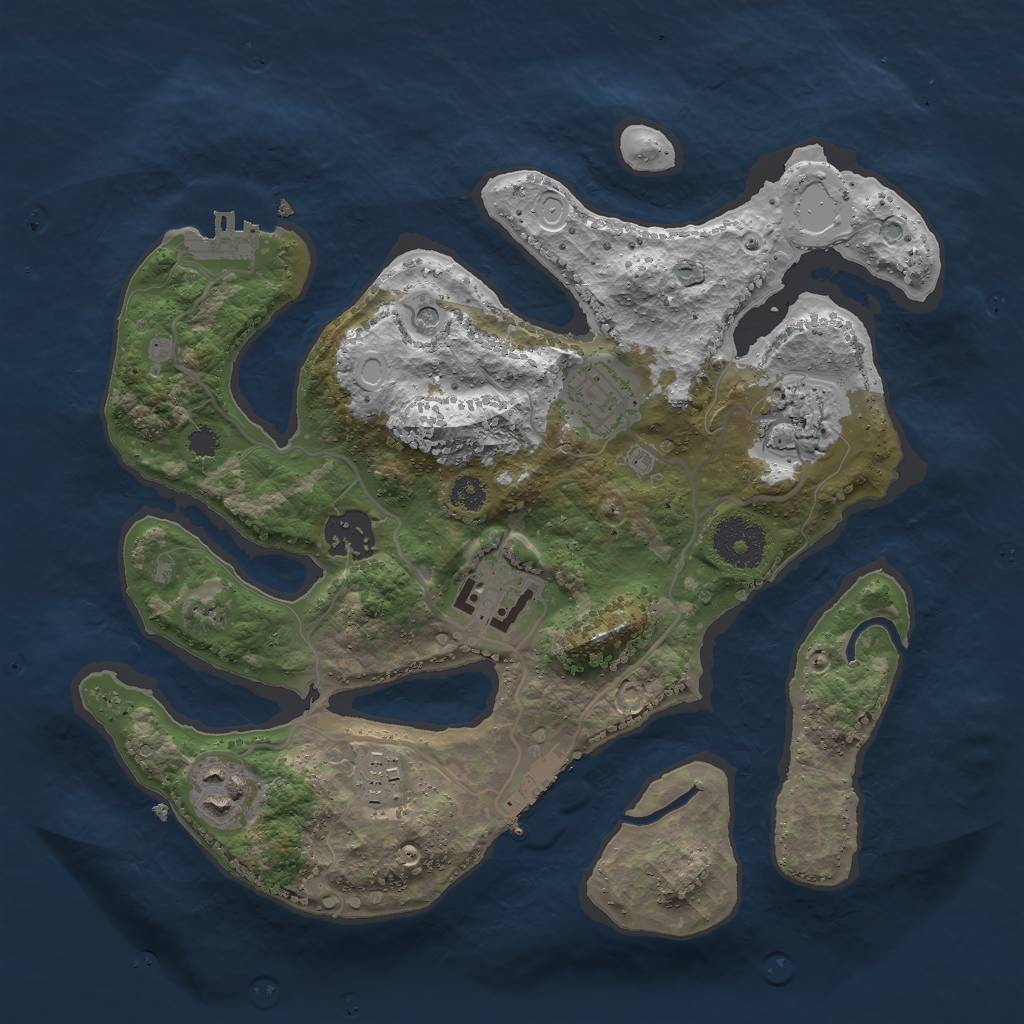 Rust Map: Procedural Map, Size: 3000, Seed: 411861933, 17 Monuments