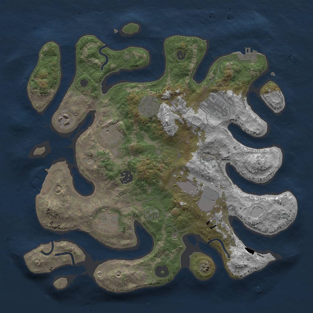 Rust Map: Procedural Map, Size: 3500, Seed: 85131866, 18 Monuments