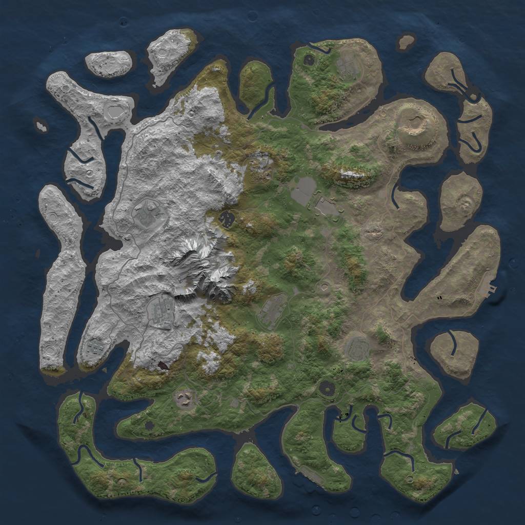 Rust Map: Procedural Map, Size: 5000, Seed: 115, 22 Monuments