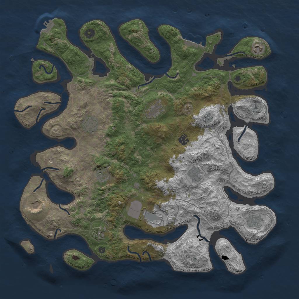 Rust Map: Procedural Map, Size: 4500, Seed: 50421258, 22 Monuments